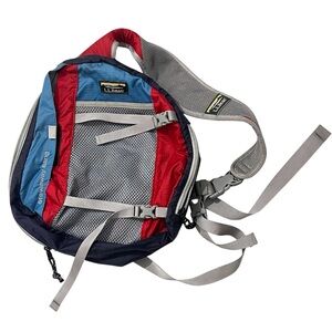 L.L. Bean Stowaway Sling Backpack Red Blue Gray Packable Crossbody Hiking